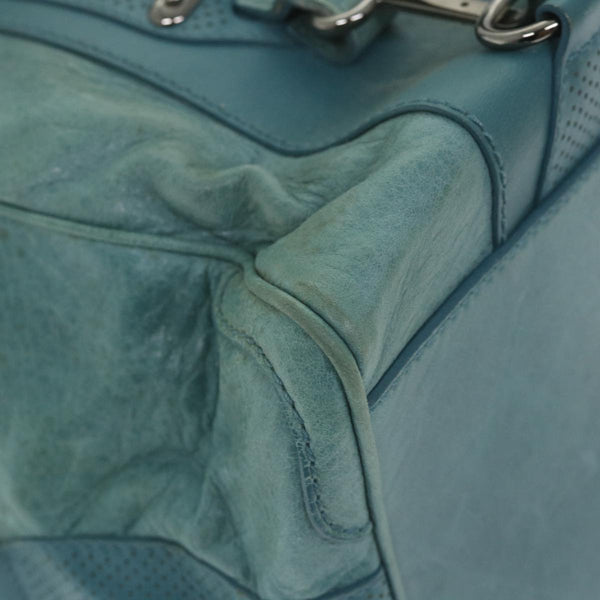 Balenciaga Boston Bag Leather Light Blue | Designer Luxury Handbag