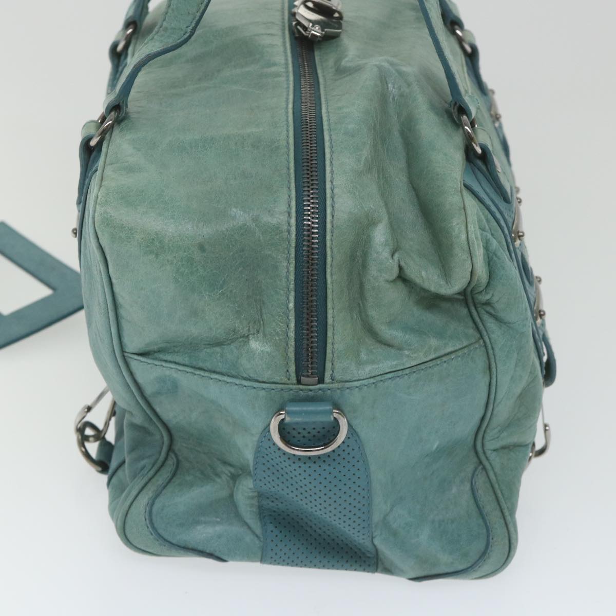 Balenciaga Boston Bag Leather Light Blue | Designer Luxury Handbag