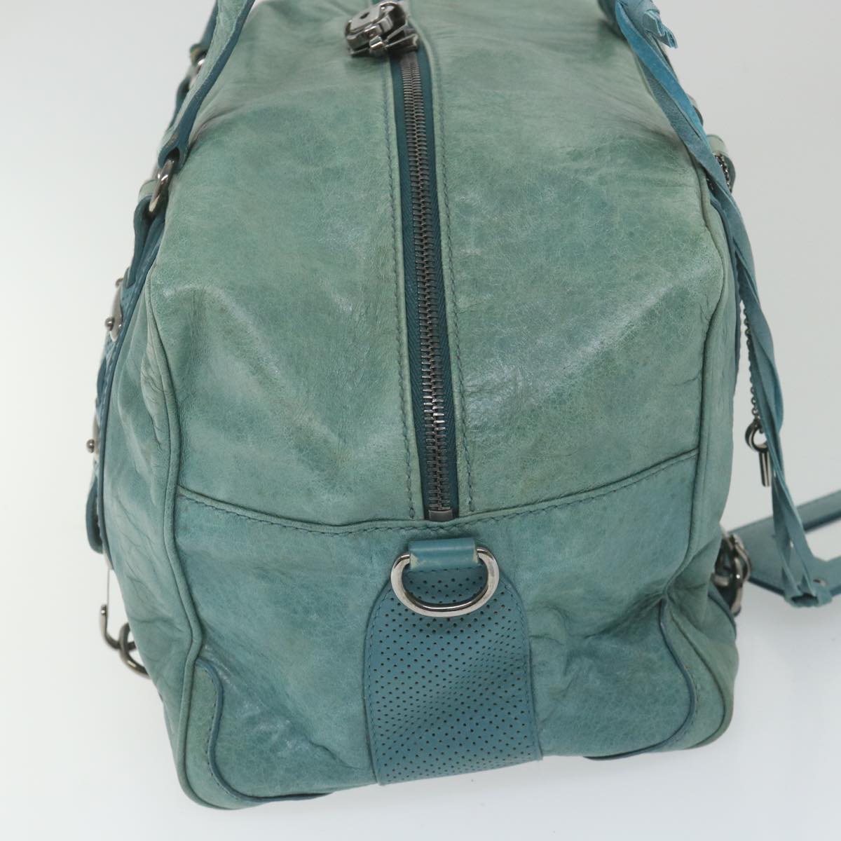 Balenciaga Boston Bag Leather Light Blue | Designer Luxury Handbag