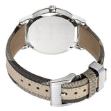 Close-up detail view of Burberry women's watch