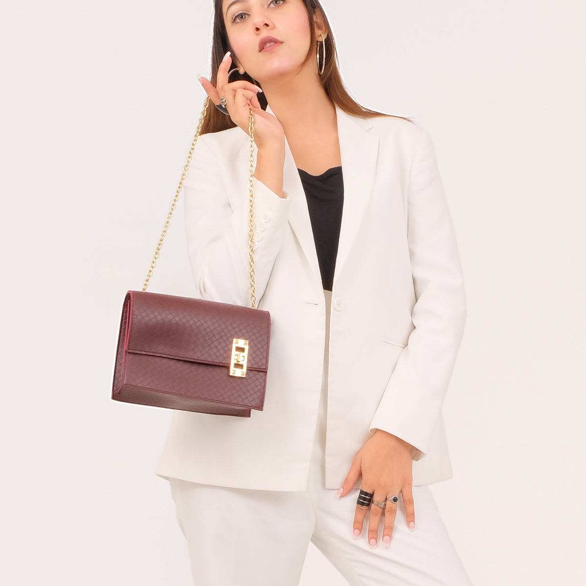 Ziva's Charm shoulder bag – side angle view (one versatile size)