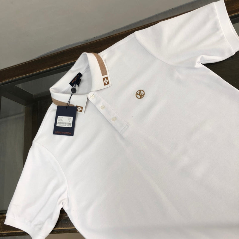 Close-up detail shot of Louis Vuitton cotton t-shirt with contemporary cut