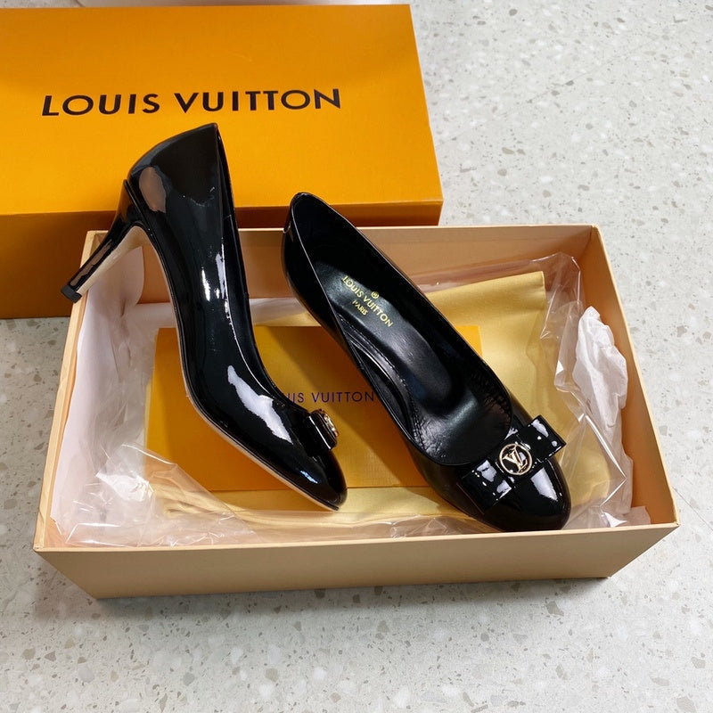 Louis Vuitton Red Block Heel Pumps - Back View