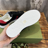 Side profile of Gucci soft grey sneakers classic court silhouette