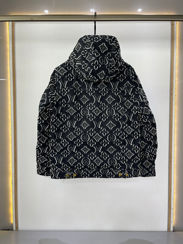Close-up detail shot of Louis Vuitton luxury clothing with contemporary cut