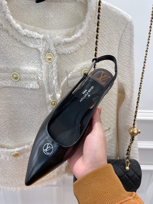 Louis Vuitton Black Block Heel Pumps - Back View