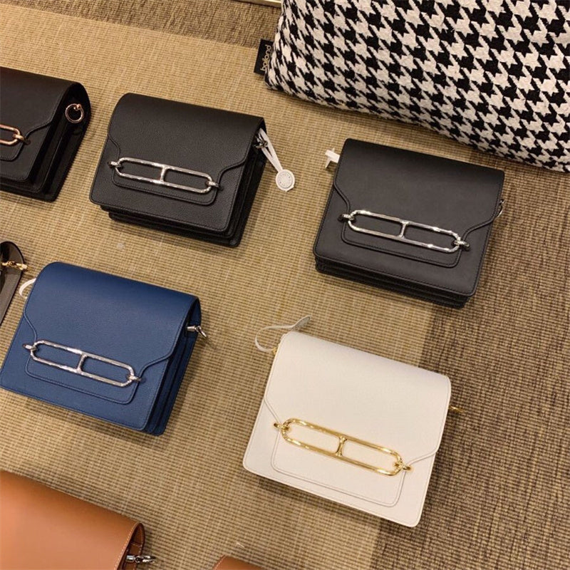  Refined crossbody bag carried on shoulder