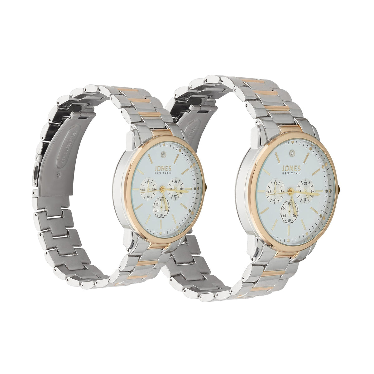 Front view of Jones New York unisex white watch