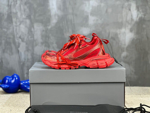 Balenciaga Red High-Top Sneakers - Full Silhouette View