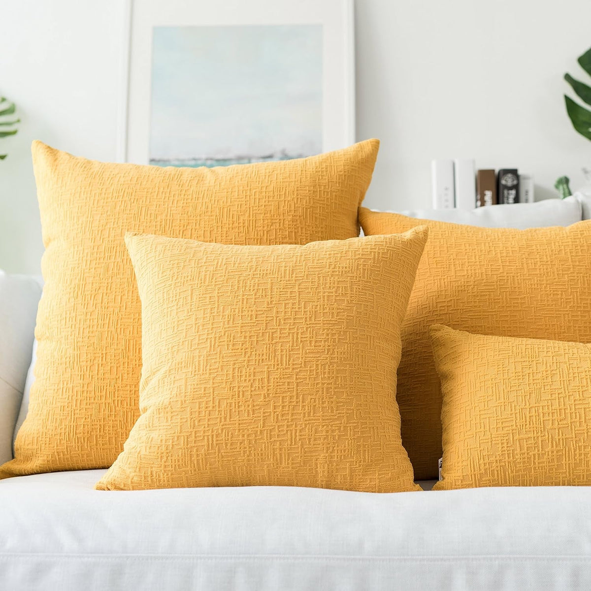 Throw Pillows, Couch Pillows Velvet Accent Pillows Cover Cushion Cover for Bed/Office, 24" X 24", 1 Pc,Primrose Yellow