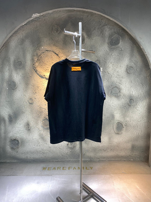 Side profile of Louis Vuitton cotton t-shirt with runway-inspired design
