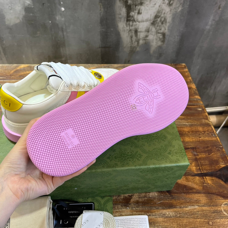 Gucci crisp white luxury sneakers view 9 heritage-inspired look