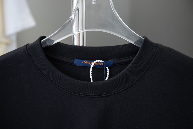 Close-up detail shot of Louis Vuitton cotton t-shirt with relaxed-fit cut