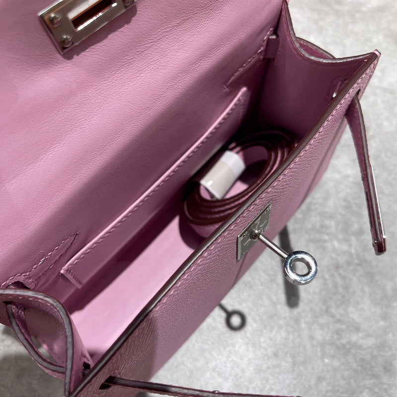 Side view of tailored structured handbag