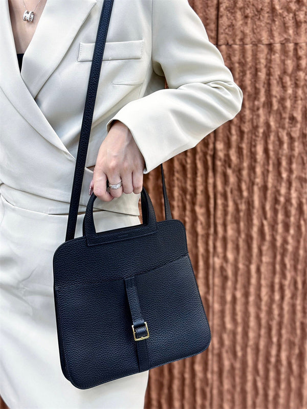 Close-up detail of understated bag design