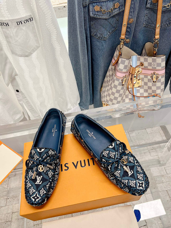Louis Vuitton Black Classic Ballet Flats - Front View