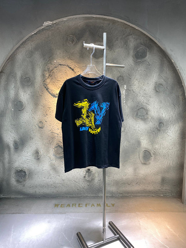 Front view of Louis Vuitton cotton t-shirt with runway-inspired design