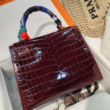 Side view of graceful structured handbag