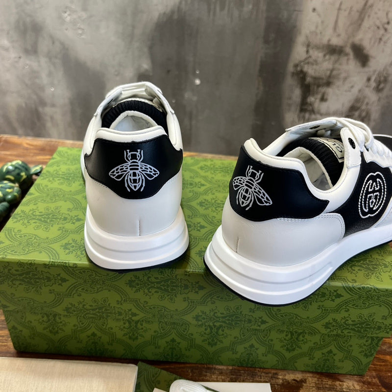 Gucci fresh white-and-black luxury sneakers view 4 signature lace-up style