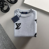 Side profile of Louis Vuitton luxury clothing with signature branding