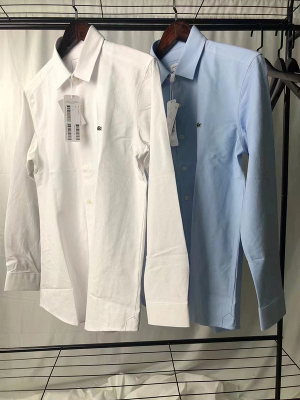 Side profile of Lacoste luxury clothing with monogram-inspired silhouette