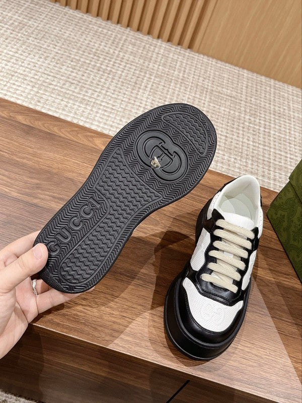 Gucci soft grey luxury sneakers view 4 chunky sole construction