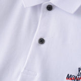 Front view of Moncler luxury clothing with logo-detail design