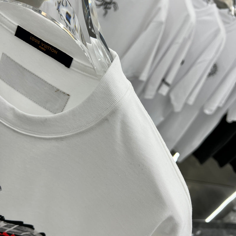 Full styled look of Louis Vuitton cotton t-shirt with monogram-inspired silhouette
