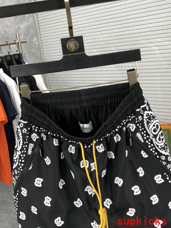 Back view of Rhude luxury clothing with label-forward styling
