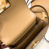 Side view of classic structured handbag