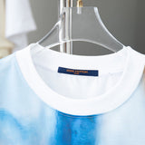 Close-up detail shot of Louis Vuitton cotton t-shirt with monogram-inspired silhouette