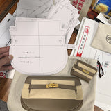 Side view of structured structured handbag