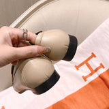 Hermès Grey Bow-Detail Flats - Front View