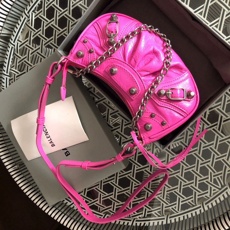Back view of modern polished women's handbag – women's designer-style accessory