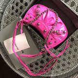 Back view of modern polished women's handbag – women's designer-style accessory
