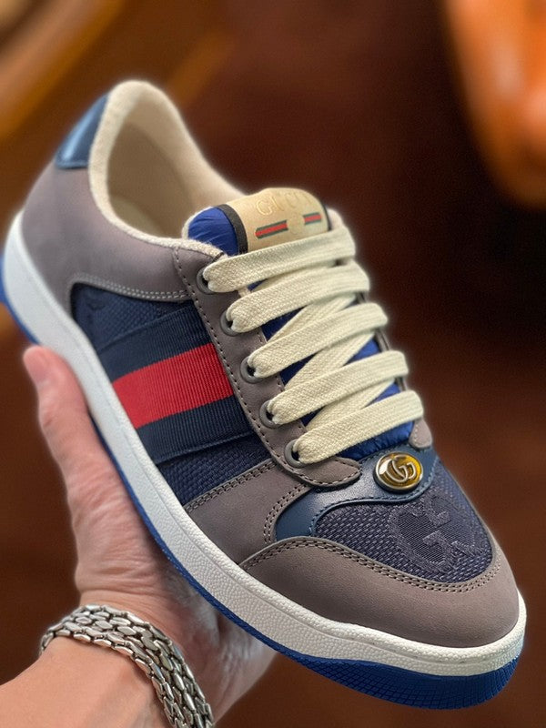 Gucci soft grey luxury sneakers view 4 classic court silhouette