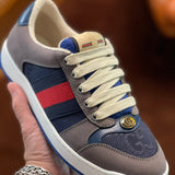 Gucci soft grey luxury sneakers view 4 classic court silhouette