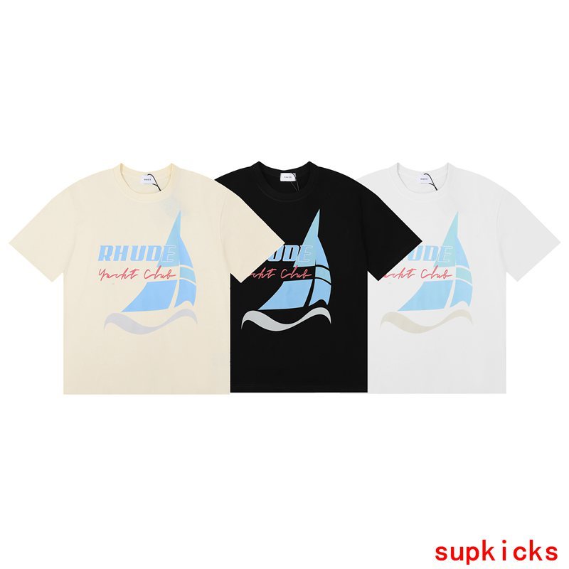 Full styled look of Rhude luxury clothing with relaxed-fit cut