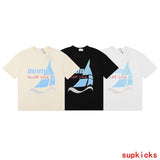 Full styled look of Rhude luxury clothing with relaxed-fit cut