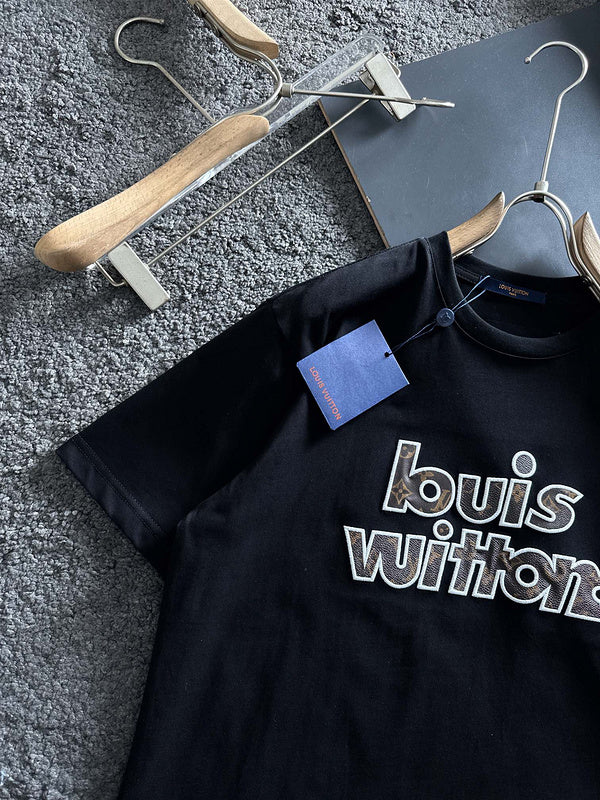 Flat lay presentation of Louis Vuitton cotton t-shirt with relaxed-fit cut