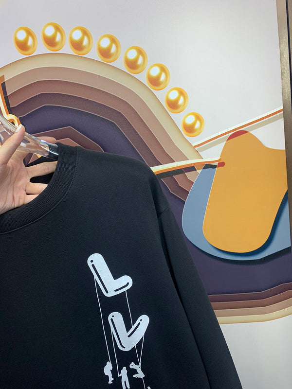 Front view of Louis Vuitton luxury clothing with signature branding