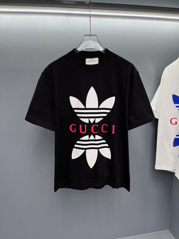 Close-up detail shot of Gucci luxury clothing with monogram-inspired silhouette