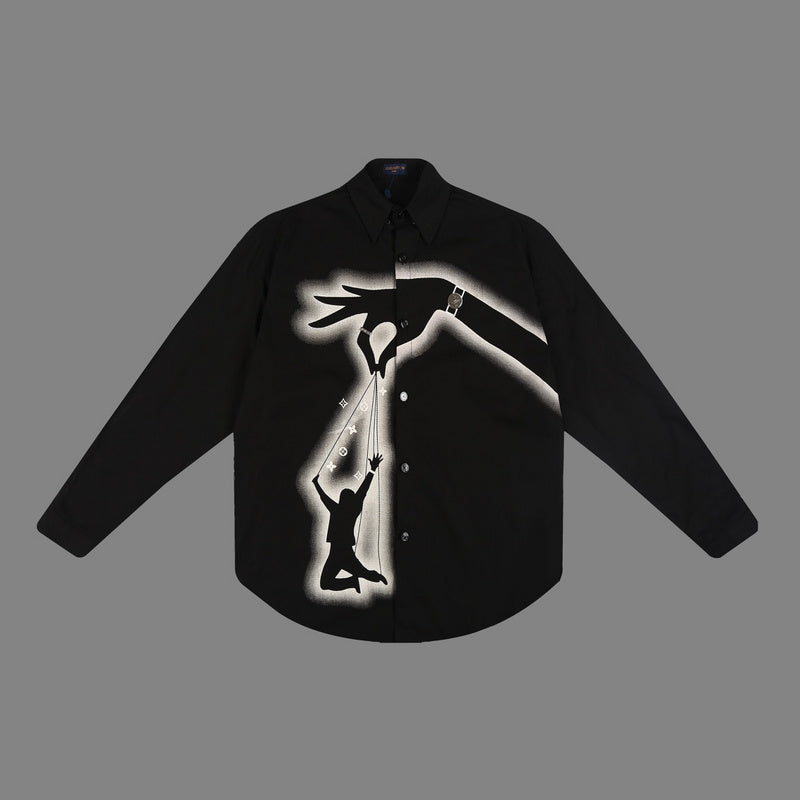 Side profile of Louis Vuitton luxury clothing with monogram-inspired silhouette