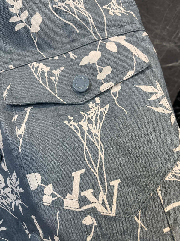 Back view of Louis Vuitton luxury clothing with label-forward styling