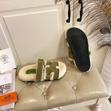 Hermès Chocolate Brown Slide Sandals - Toe Detail View