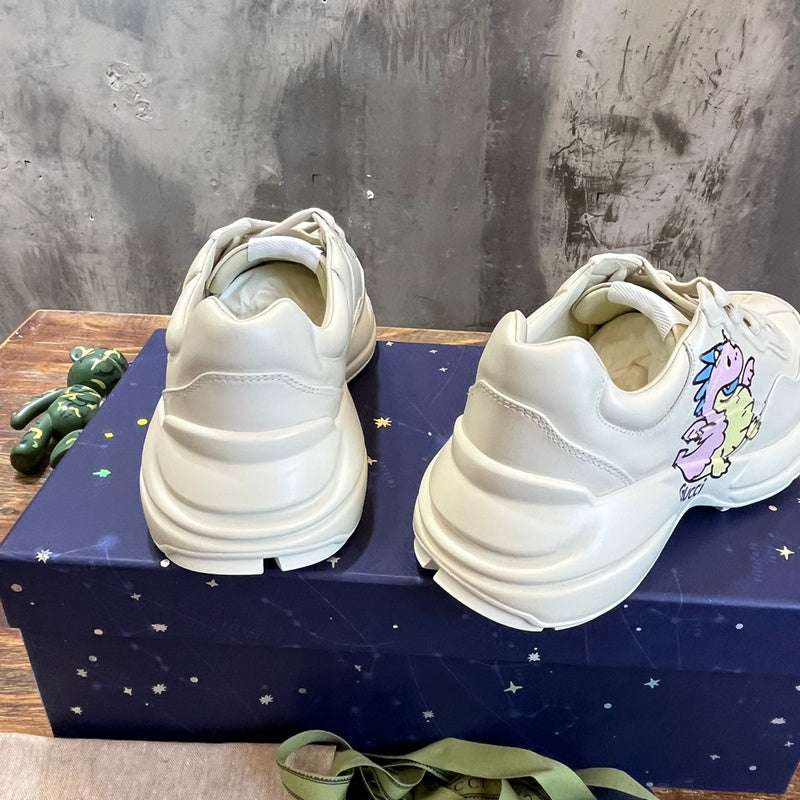 Gucci two-tone luxury sneakers view 6 signature lace-up style