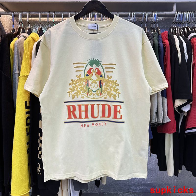 Side profile of Rhude luxury clothing with relaxed-fit cut