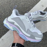 Balenciaga Grey Chunky Platform Sneakers - Close-Up Texture View