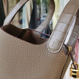 Side view of elegant structured handbag