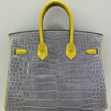 Side view of clean-lined structured handbag